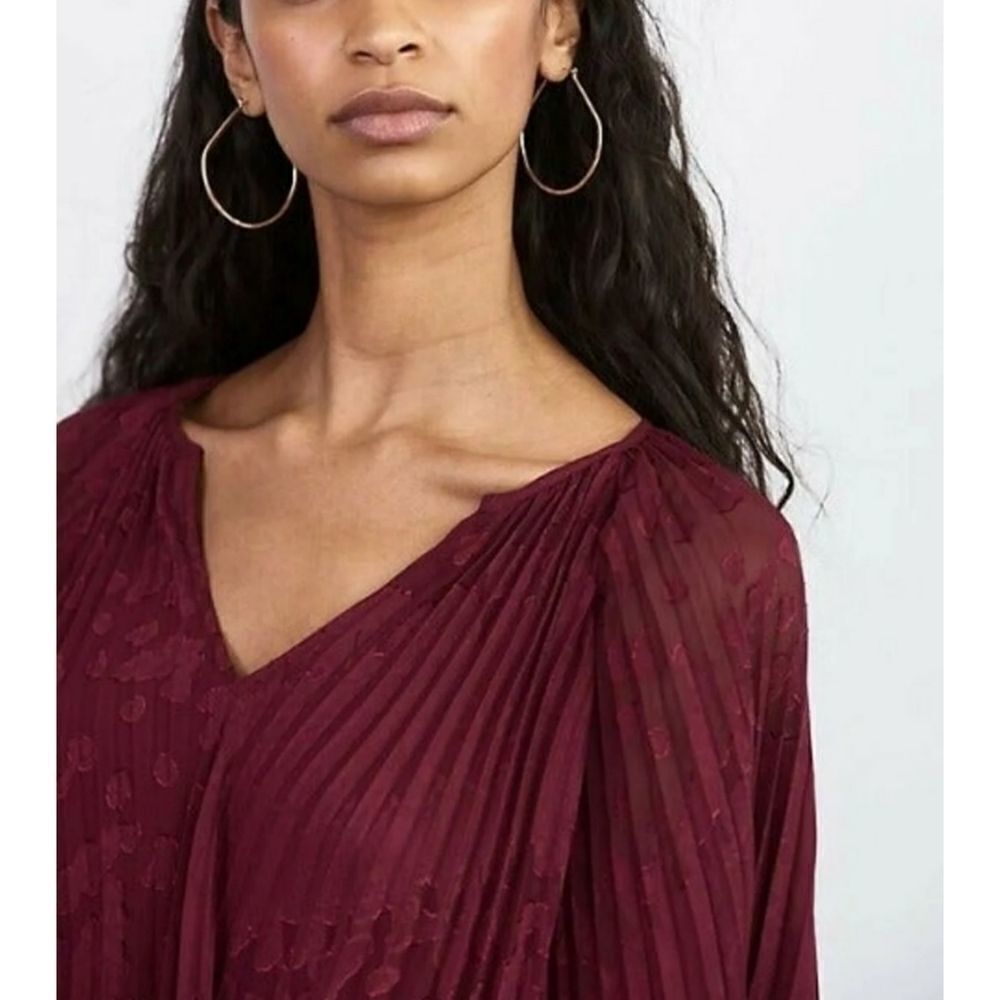 ANTHROPOLOGIE Burgundy Maroon Toulon Pleated Mini Dress Small Like New - Picture 3 of 8